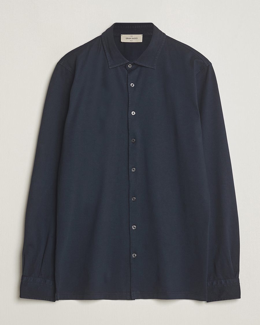 Herren | Hemden | Gran Sasso | Washed Cotton Jersey Shirt Navy