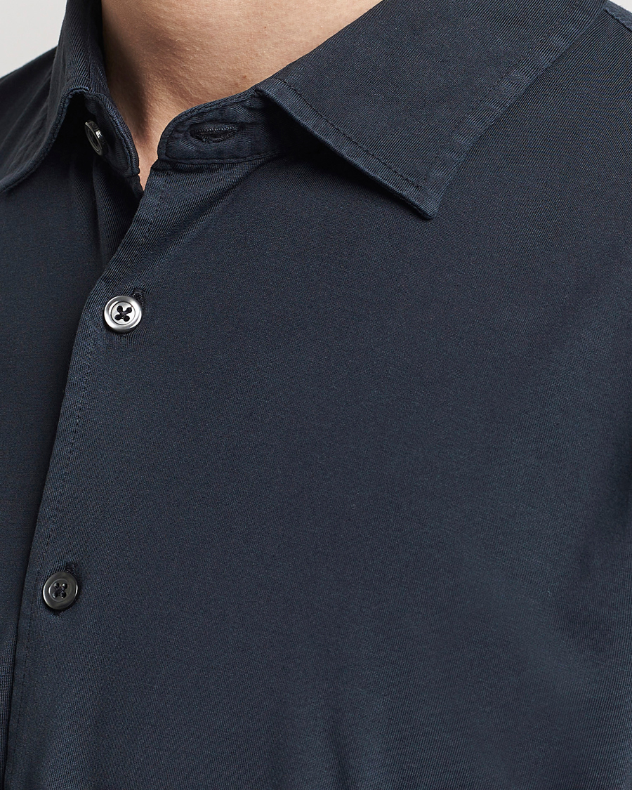 Herren | Hemden | Gran Sasso | Washed Cotton Jersey Shirt Navy