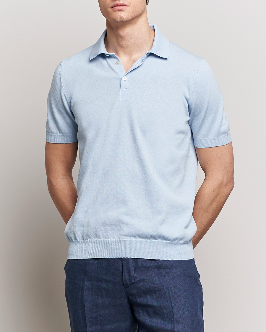 Herren |  | Gran Sasso | Cotton Knitted Polo Light Blue