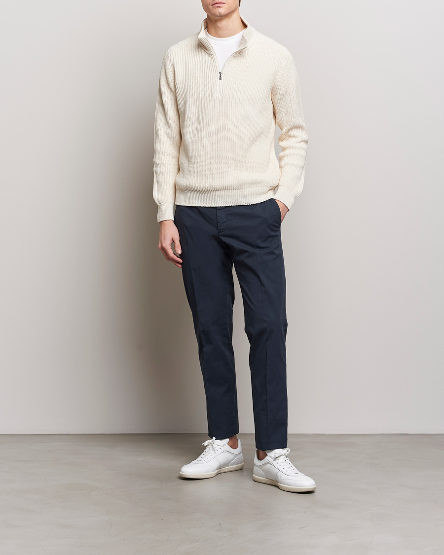 Herren | Pullover | Gran Sasso | Cotton Heavy Knitted Half Zip Cream