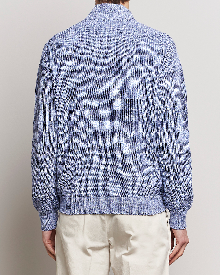 Herren | Pullover | Gran Sasso | Cotton Heavy Knitted Half Zip Blue Melange