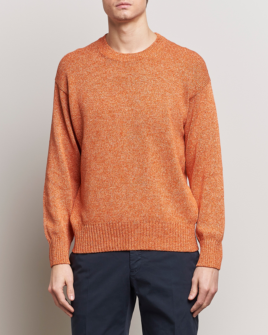 Herren | Italian Department | Gran Sasso | Cotton Heavy Knitted Crew Neck Rust Melange