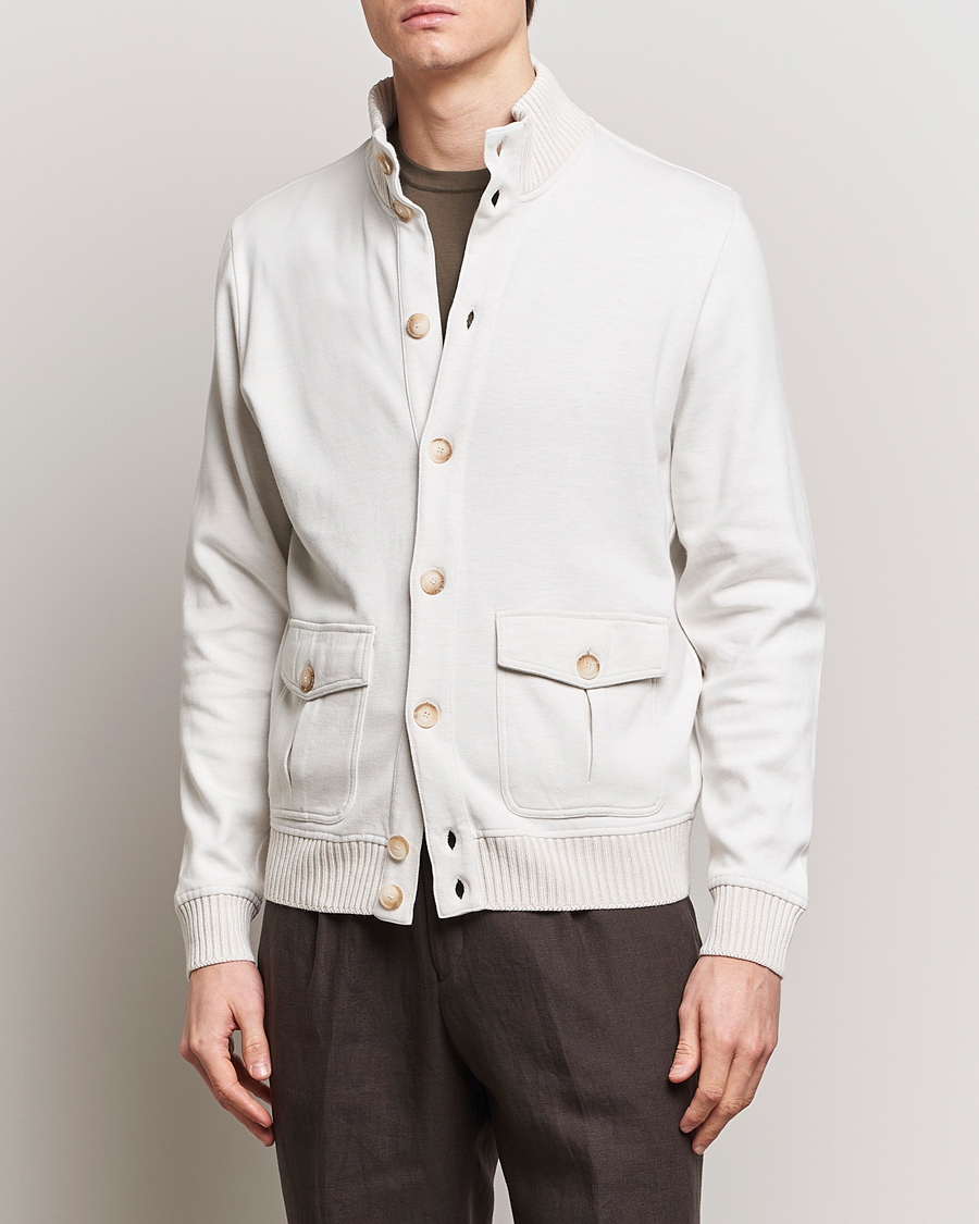 Men | Bomber Jackets | Gran Sasso | Cotton Pocket Bomber Jacket Cream