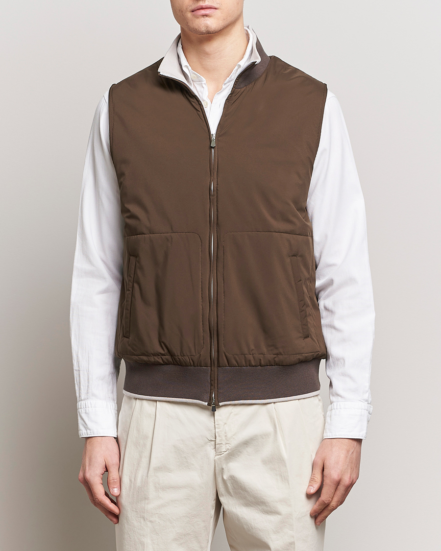 Herren | Stilvolle Jacken | Gran Sasso | Nylon Light Padded Gilet Dark Brown