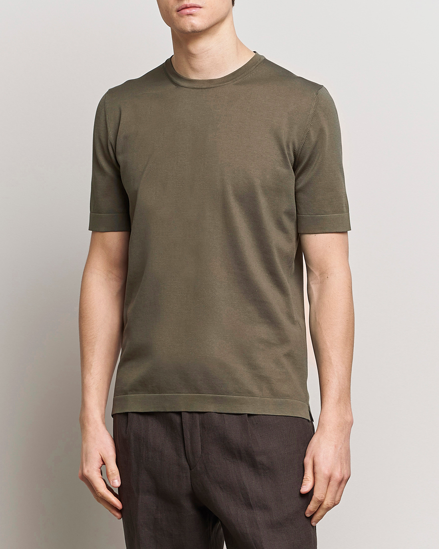 Herren | Kurzarm T-Shirt | Gran Sasso | Cotton Knitted Crew Neck T-Shirt Dark Brown