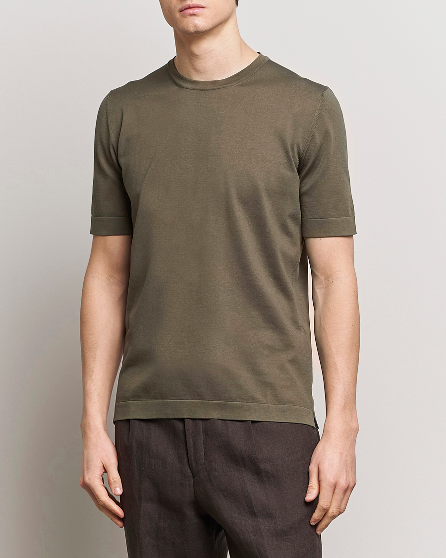 Herren | Gran Sasso | Gran Sasso | Cotton Knitted Crew Neck T-Shirt Dark Brown