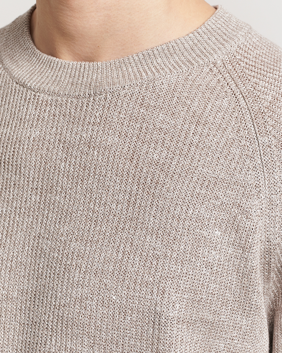 Herren | T-Shirts | Gran Sasso | Cotton Heavy Knitted Crew Neck T-Shirt Beige Melange