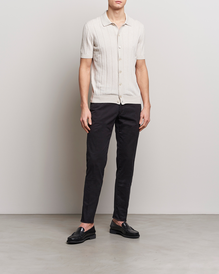 Herren | Hemden | Gran Sasso | Cotton Structured Knitted Short Sleeve Shirt Cream