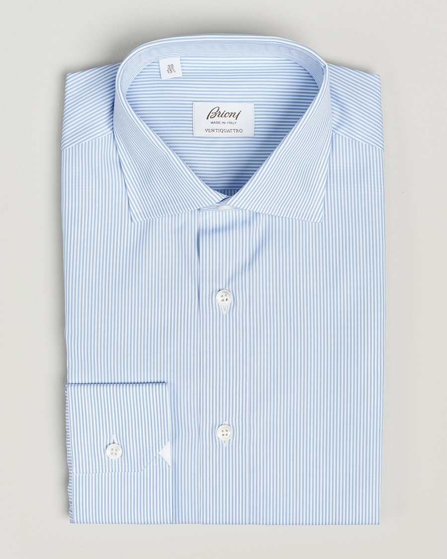 Men | | Brioni | Slim Fit Dress Shirt Light Blue Stripe