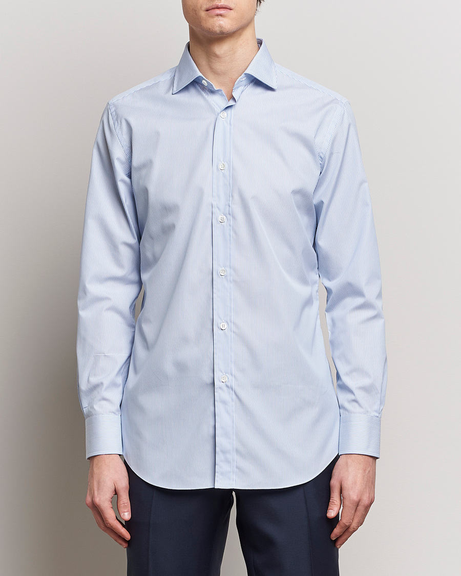 Herren | Formelle Hemden | Brioni | Slim Fit Dress Shirt Light Blue Stripe