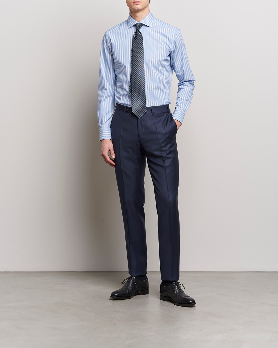 Herre | Luxury Brands | Brioni | Slim Fit Dress Shirt Blue Stripe