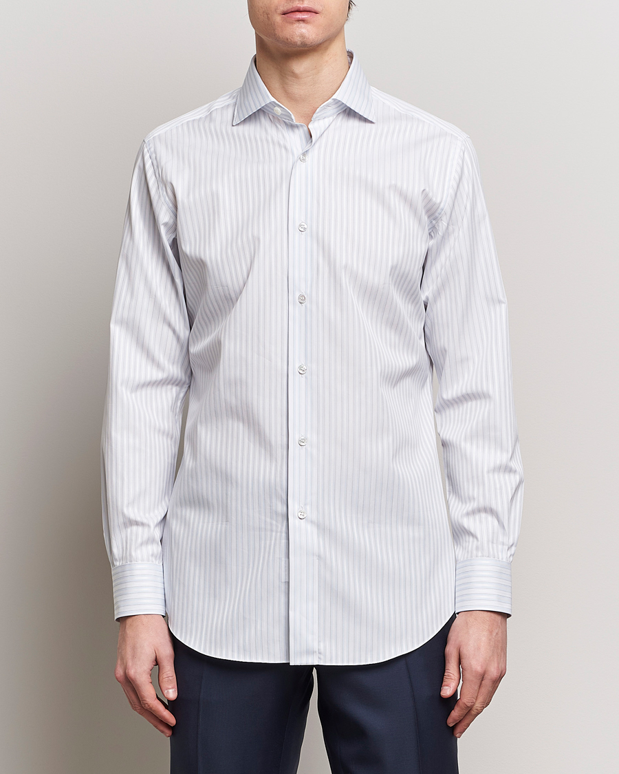 Herren | Businesshemden | Brioni | Slim Fit Dress Shirt Light Blue Stripe