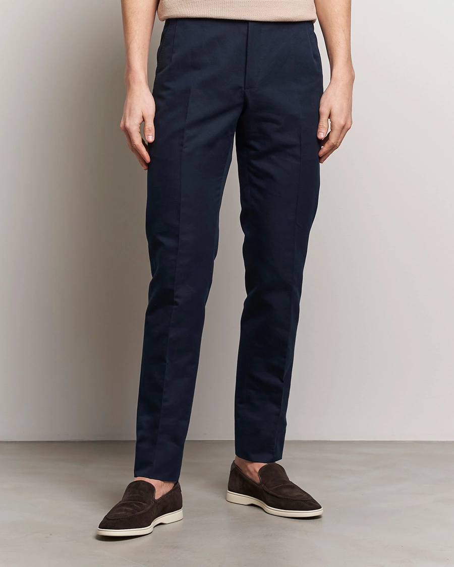 Men |  | Brioni | Cotton/Linen Sport Trousers Navy