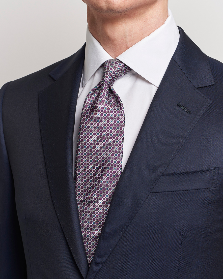 Herren | Brioni | Brioni | Printed Silk Tie Burgundy