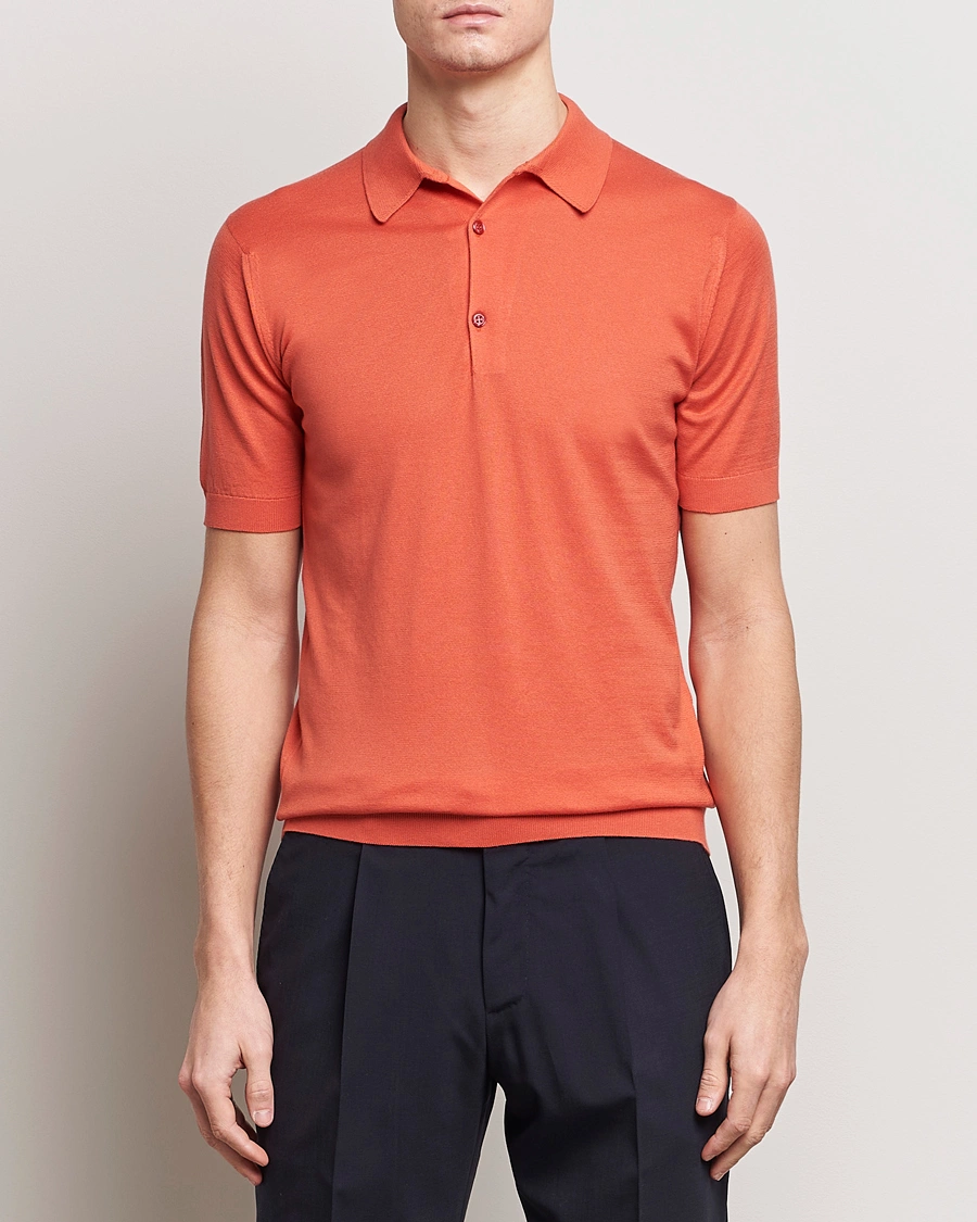 Herren | Kurzarm-Poloshirts | John Smedley | Adrian Slim Fit Sea Island Polo Sundown Orange