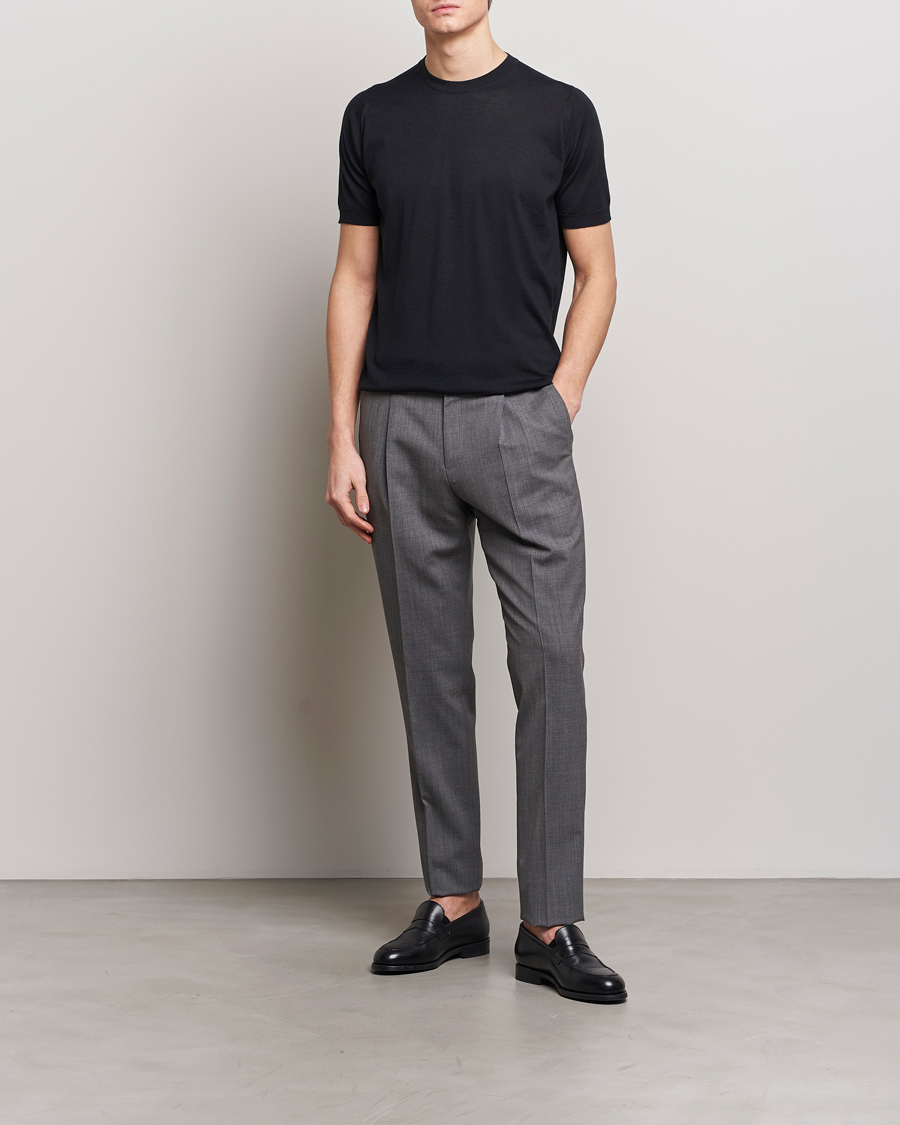 Herren | T-Shirts | John Smedley | Hilcote Wool/Sea Island Cotton T-Shirt Black