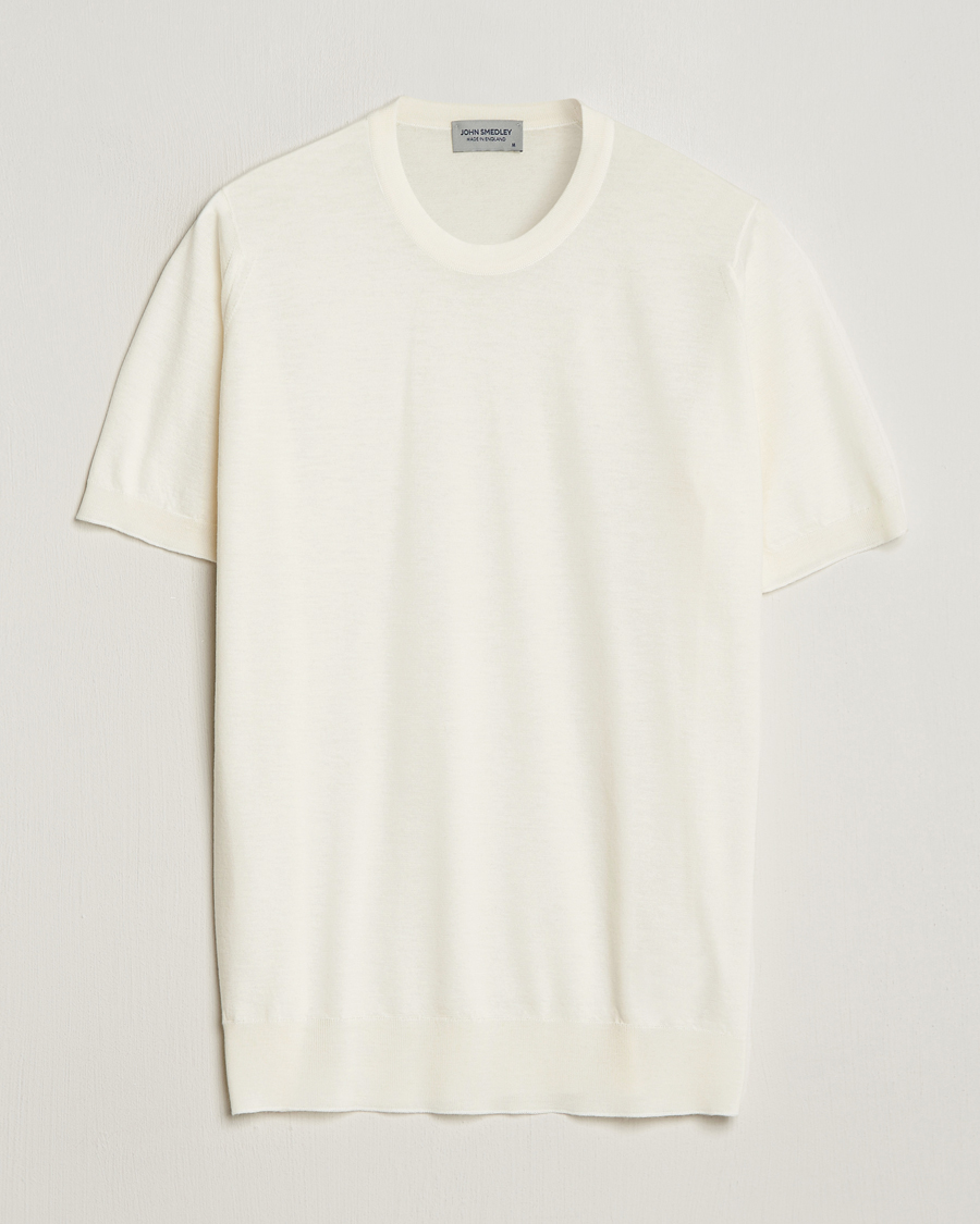 Herren | T-Shirts | John Smedley | Hilcote Wool/Sea Island Cotton T-Shirt Chalk White