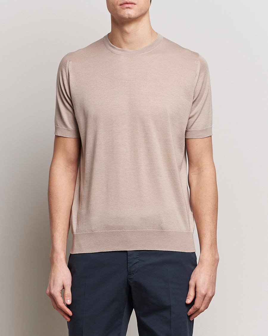 Herren | Best of British | John Smedley | Hilcote Wool/Sea Island Cotton T-Shirt Oat