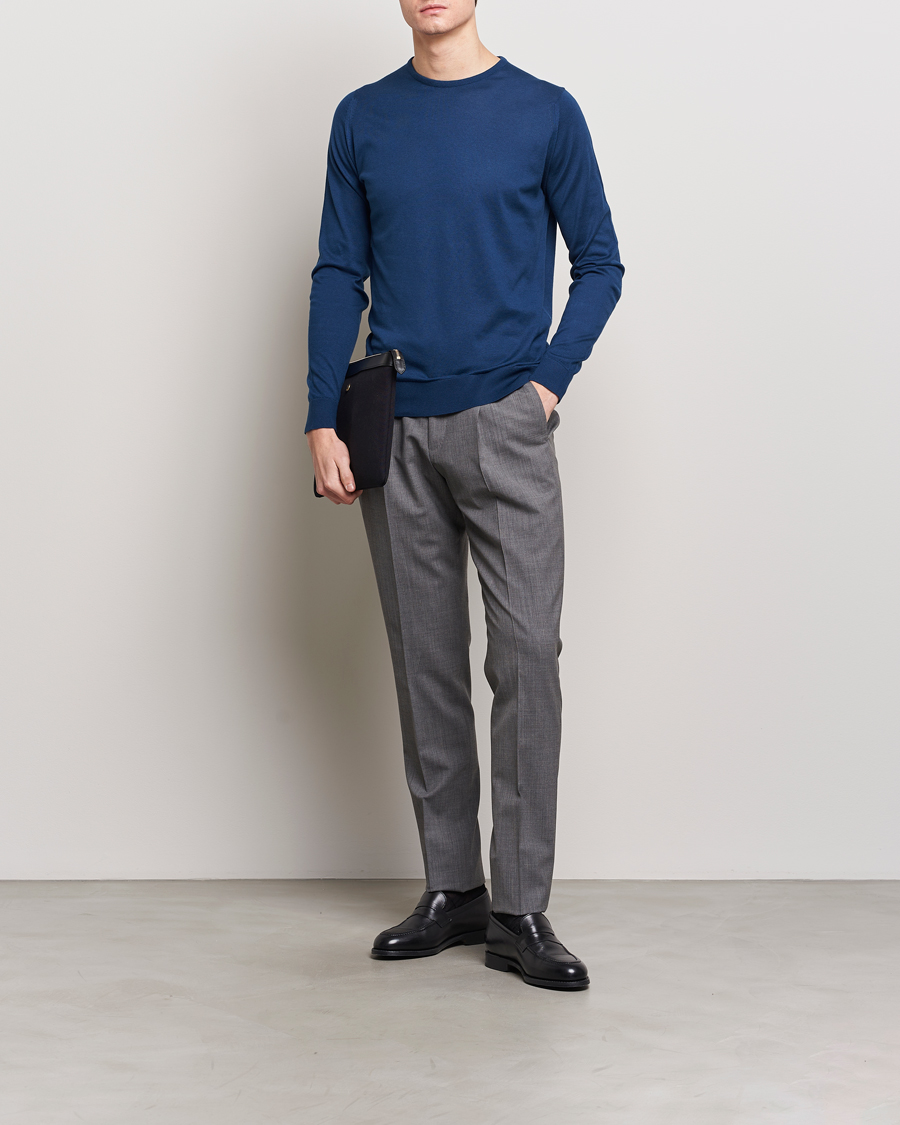 Herren | Pullover | John Smedley | Hatfield Sea Island Crew Neck Indigo
