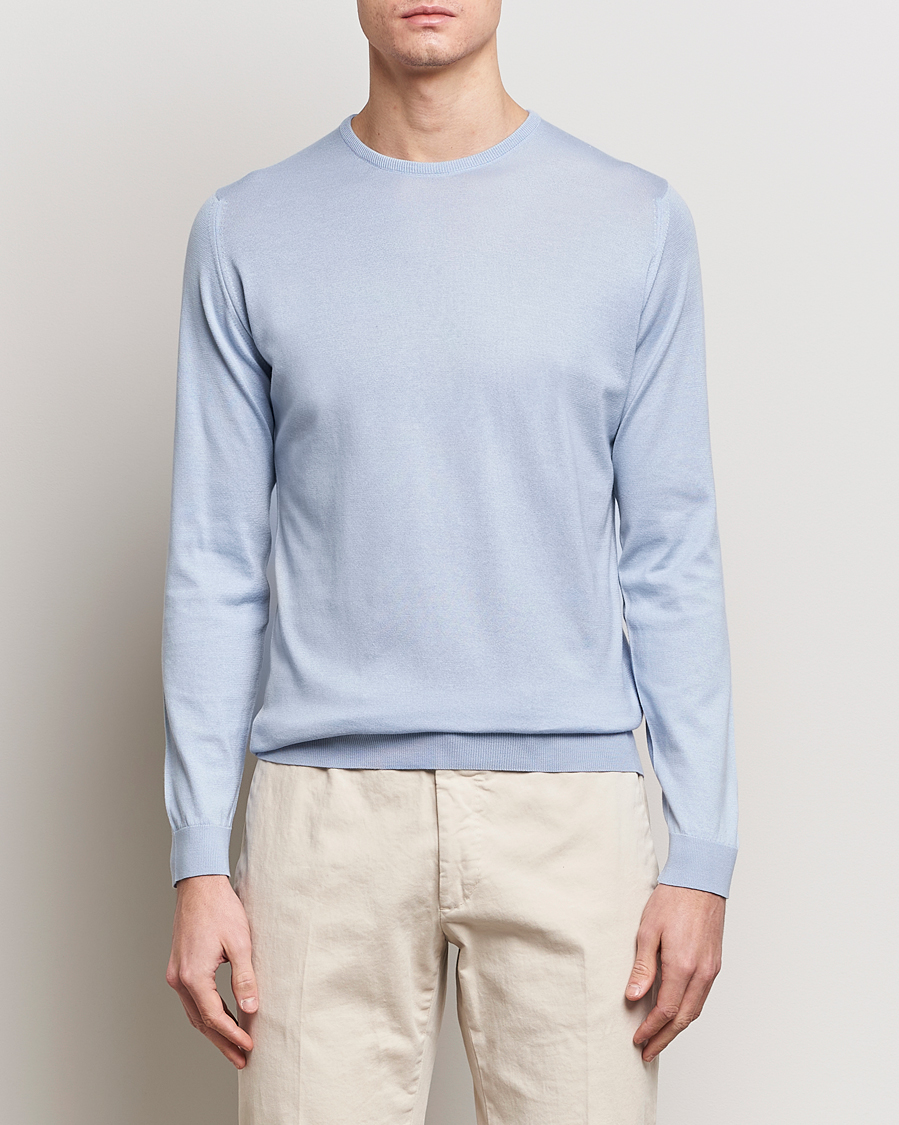 Men | Crew Neck Jumpers | John Smedley | Hatfield Sea Island Crew Neck Mirage Blue