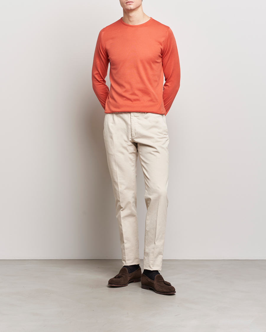 Herren | Pullover | John Smedley | Hatfield Sea Island Crew Neck Sundown Orange