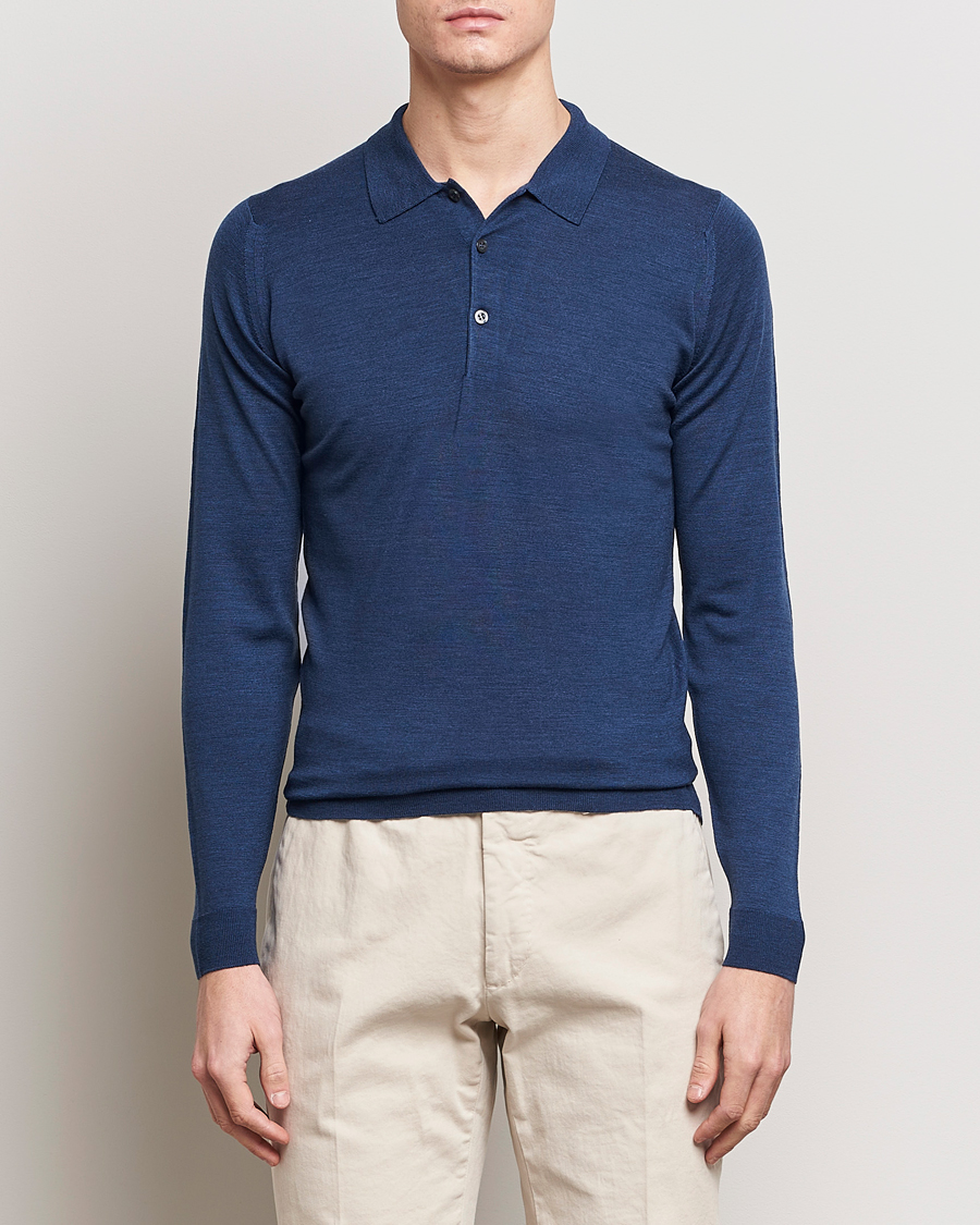 Men | John Smedley | John Smedley | Belper Extra Fine Merino Polo Pullover Indigo