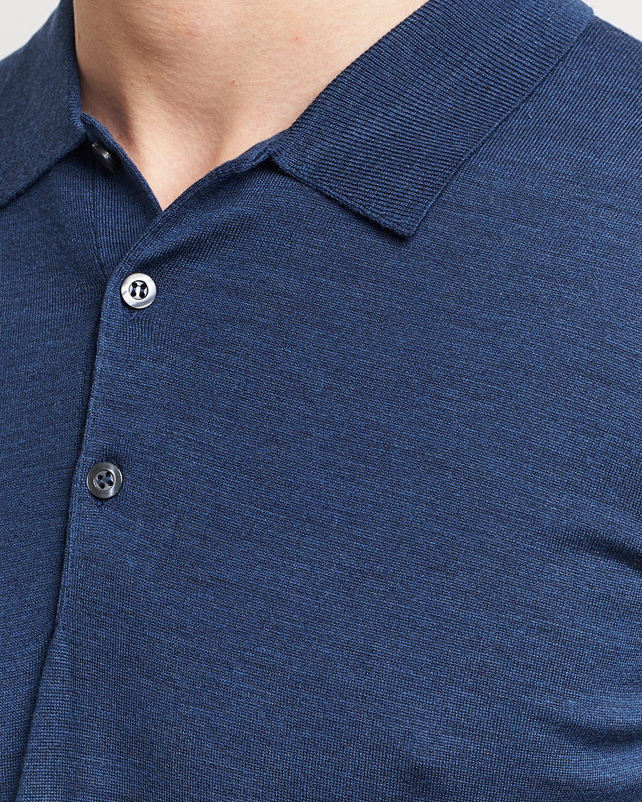 Herren | Pullover | John Smedley | Belper Extra Fine Merino Polo Pullover Indigo