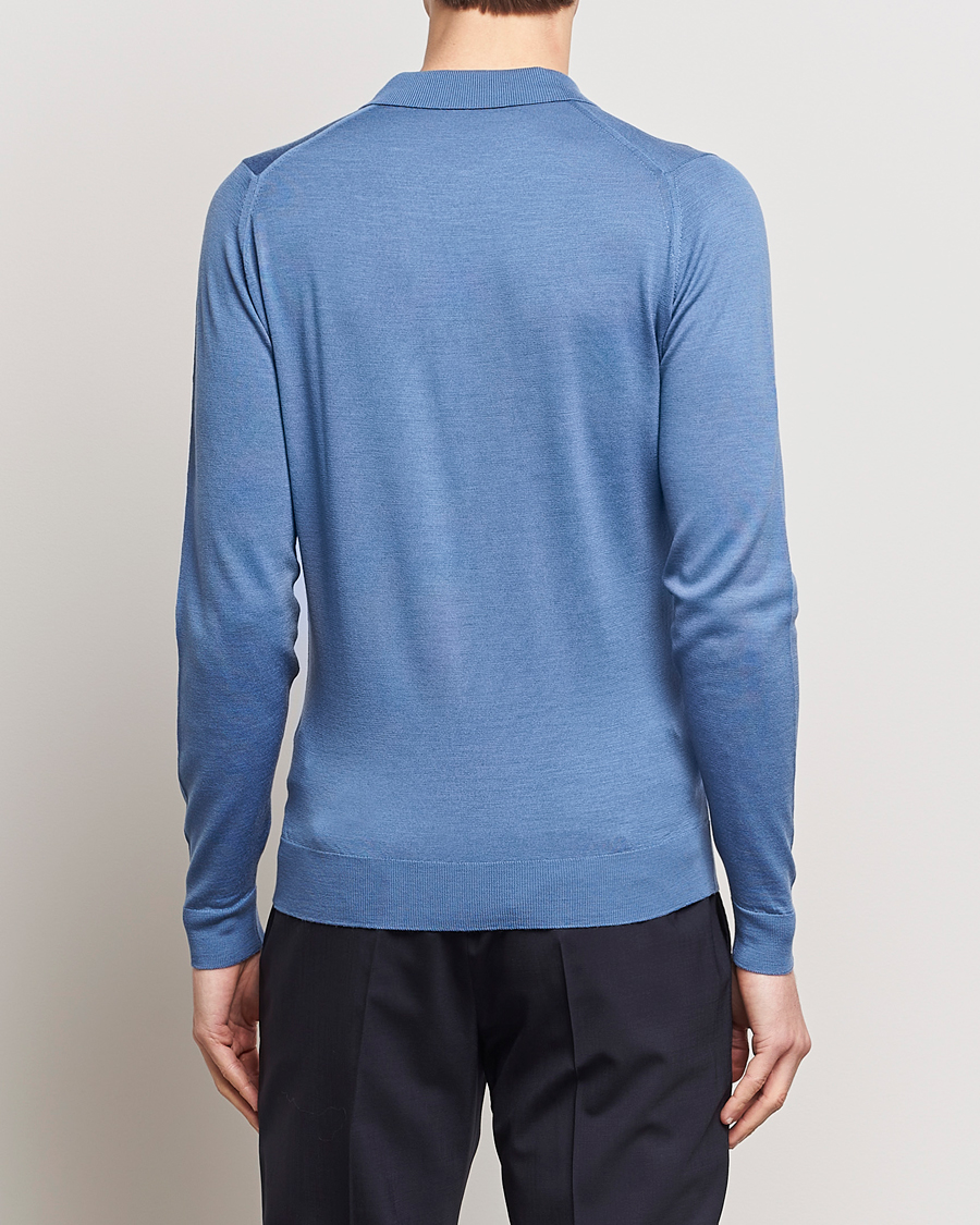 Herren | Pullover | John Smedley | Belper Extra Fine Merino Polo Pullover Riviera Blue