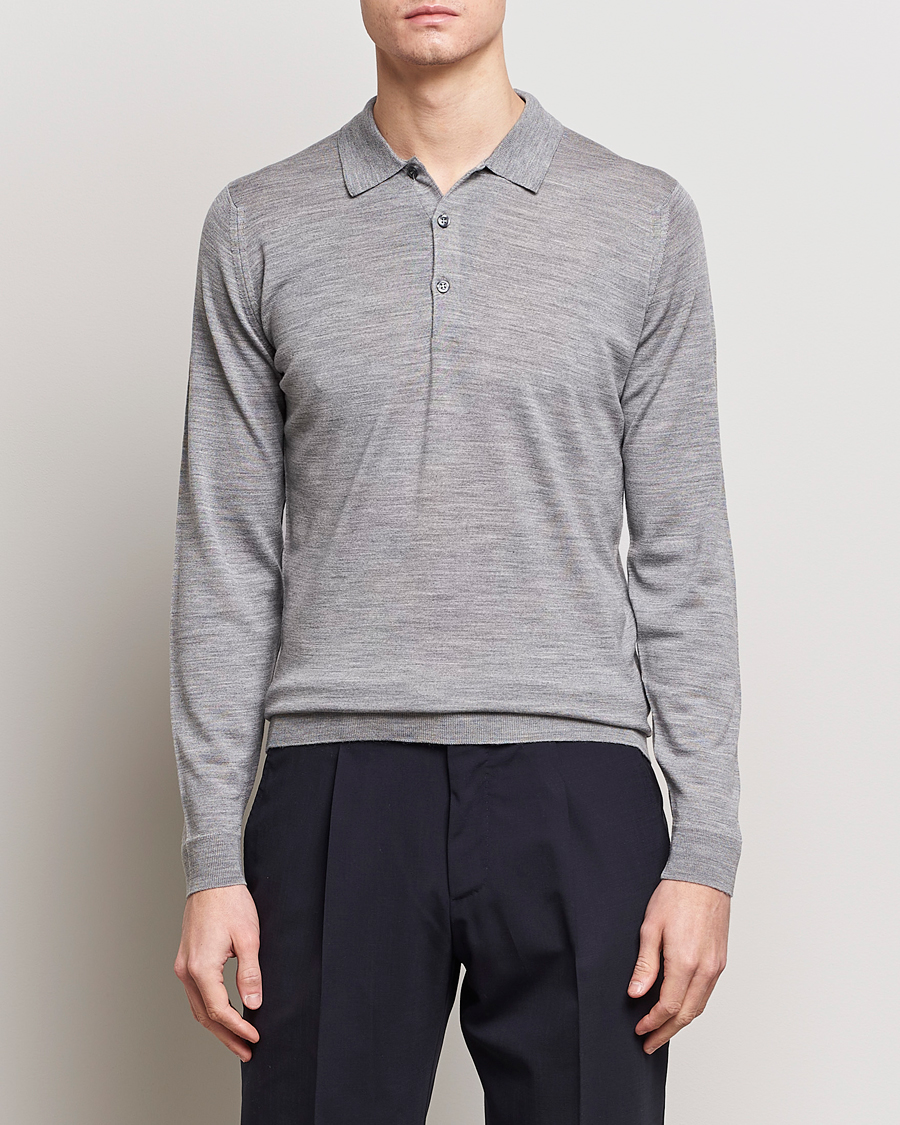 Herren | John Smedley | John Smedley | Belper Extra Fine Merino Polo Pullover Silver