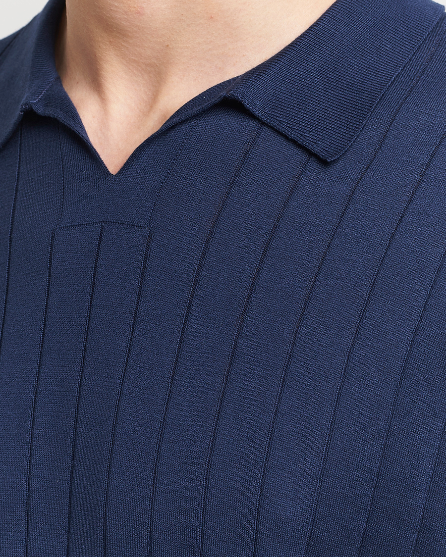 Herren | Poloshirts | John Smedley | Roper Open Collar Sea Island Polo French Navy