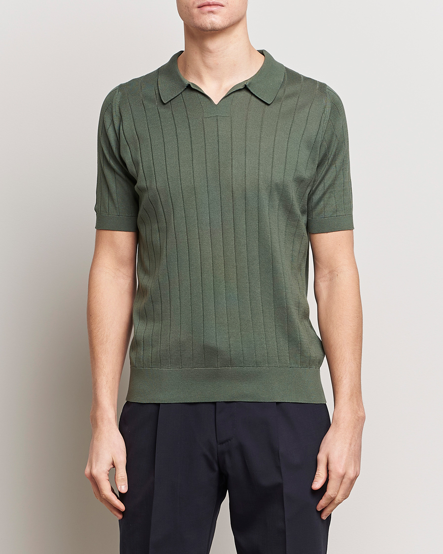 Herren | Best of British | John Smedley | Roper Open Collar Sea Island Polo Palm Green