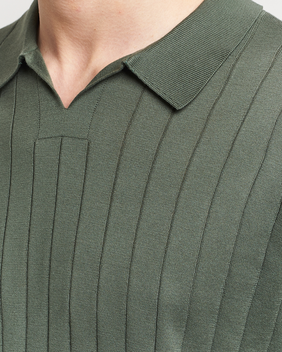 Herren | Poloshirts | John Smedley | Roper Open Collar Sea Island Polo Palm Green