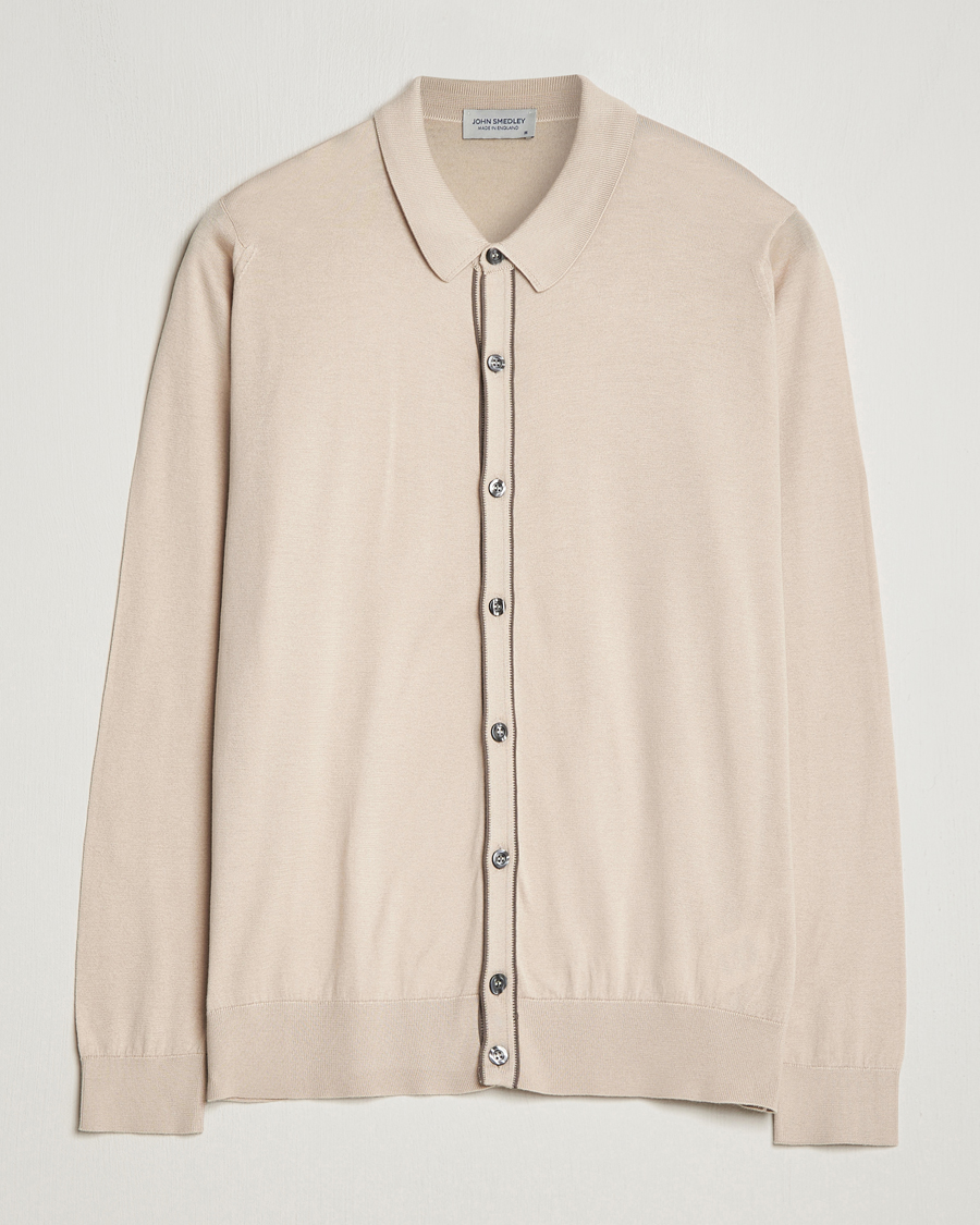 Herren | Pullover | John Smedley | Shadow Tipped Sea Island Cotton Cardigan Almond