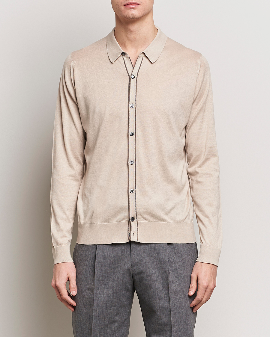 Herren | John Smedley | John Smedley | Shadow Tipped Sea Island Cotton Cardigan Almond