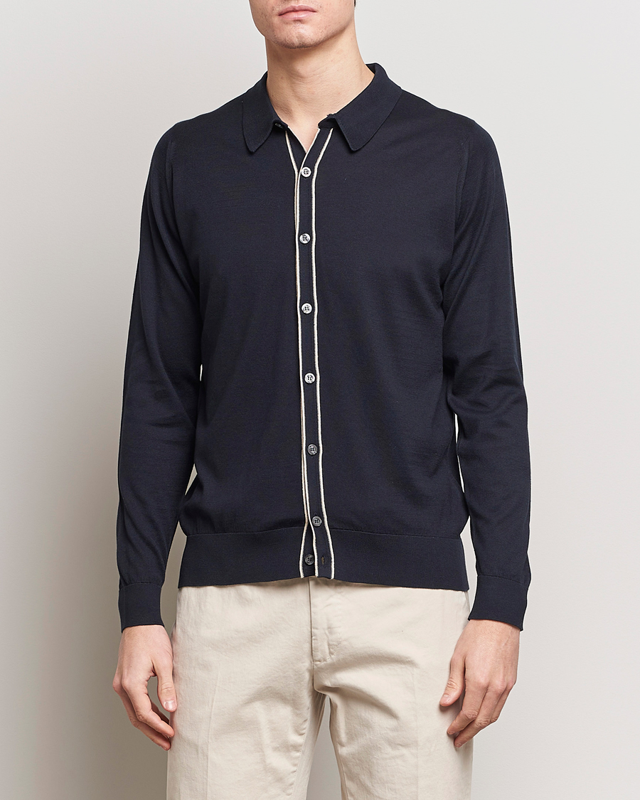 Herren | Kleidung | John Smedley | Shadow Tipped Sea Island Cotton Cardigan Navy