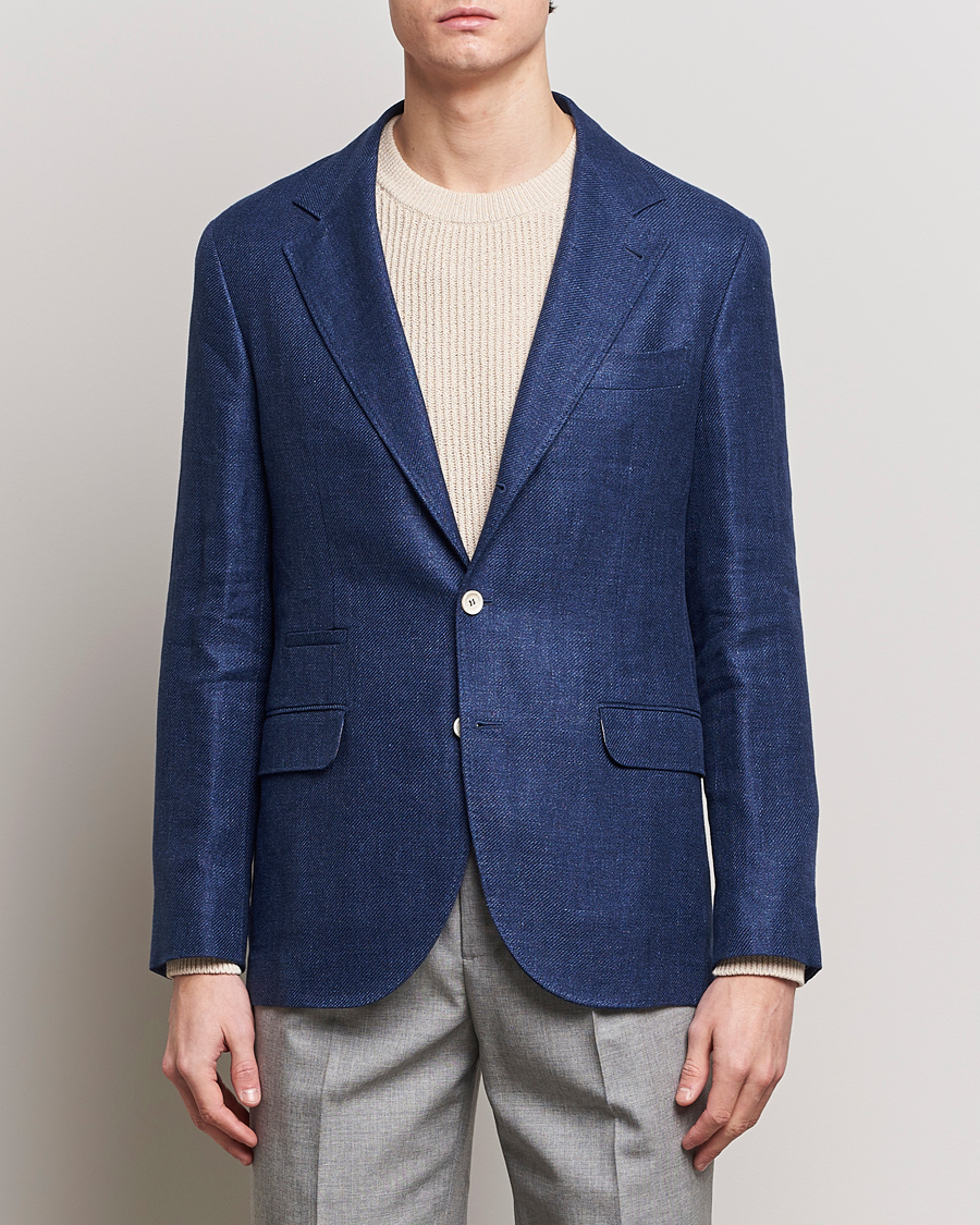 Herr | Linnekavajer | Brunello Cucinelli | Linen/Silk Blazer Indigo Blue