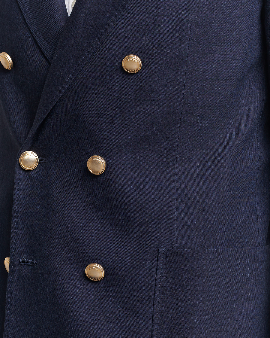 Herren | Sakkos | Brunello Cucinelli | Double Breasted Wool/Linen Blazer Navy