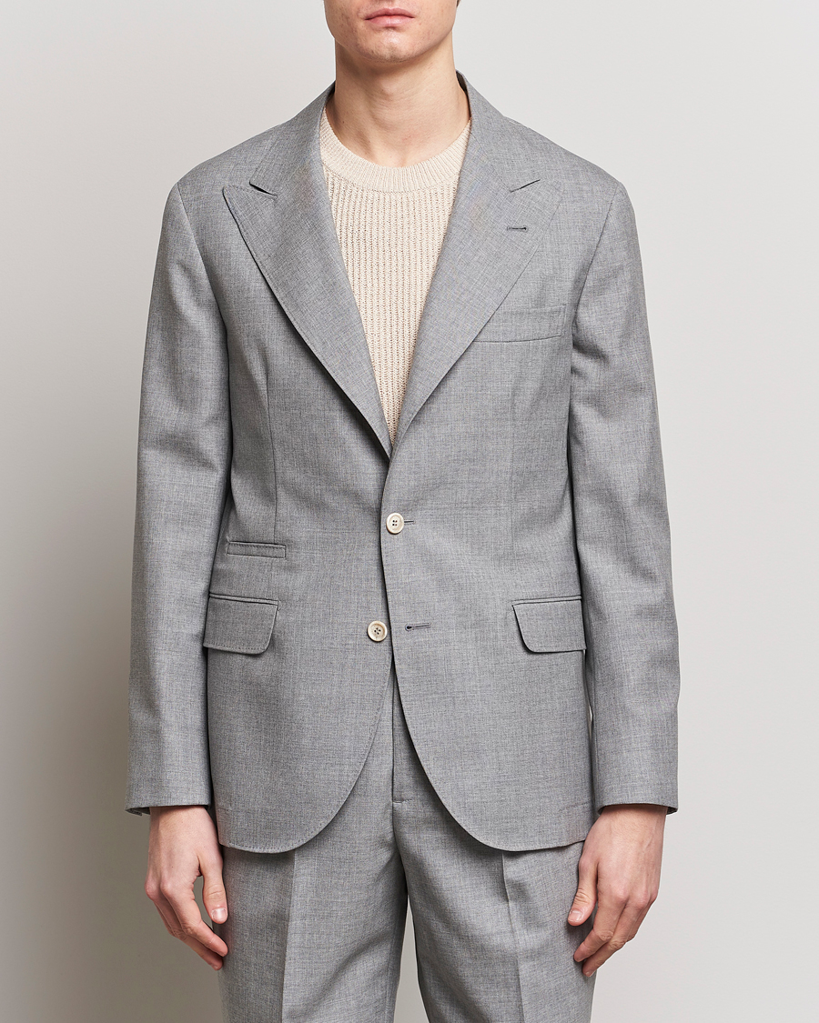 Herren |  | Brunello Cucinelli | Peak Lapel Wool Blazer Light Grey