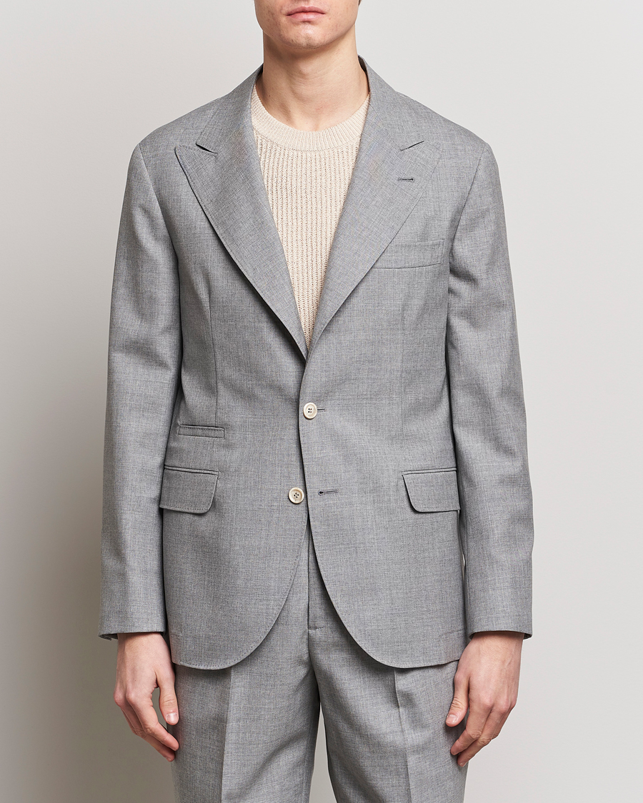 Herren | Brunello Cucinelli | Brunello Cucinelli | Peak Lapel Wool Blazer Light Grey