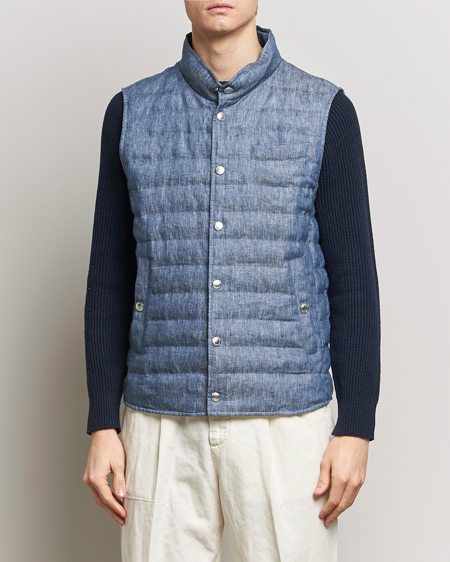 Herren | Jacken | Brunello Cucinelli | Linen Gilet Light Blue