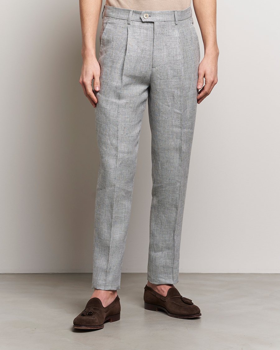 Herren | Brunello Cucinelli | Brunello Cucinelli | Pleated Houndstooth Trousers Light Grey