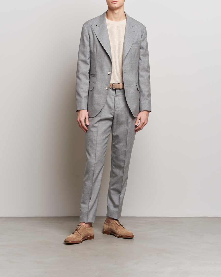 Herren | Hosen | Brunello Cucinelli | Pleated Wool Trousers Light Grey