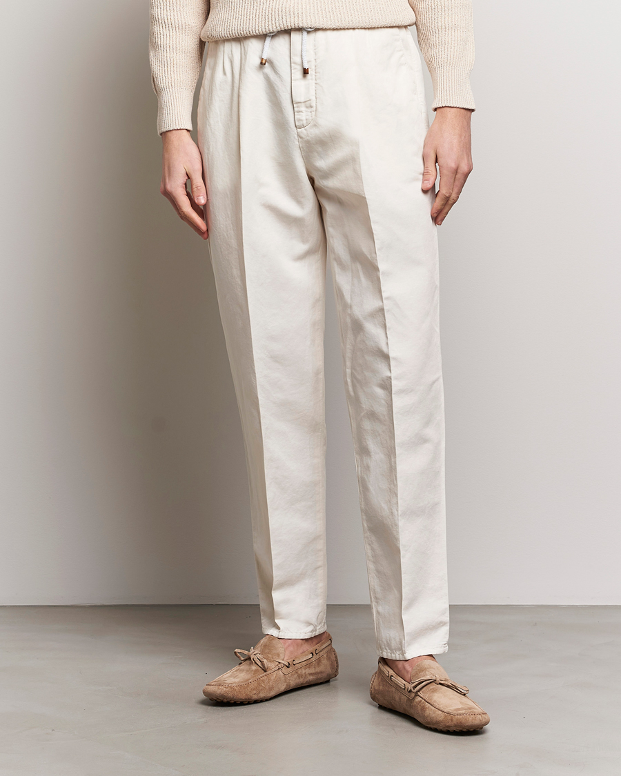 Herren |  | Brunello Cucinelli | Cotton/Linen Drawstring Pants Off White