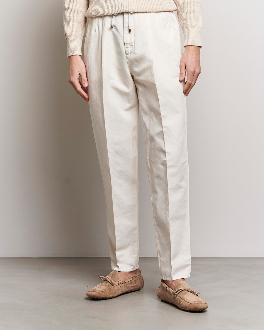 Herren | Hosen | Brunello Cucinelli | Cotton/Linen Drawstring Pants Off White