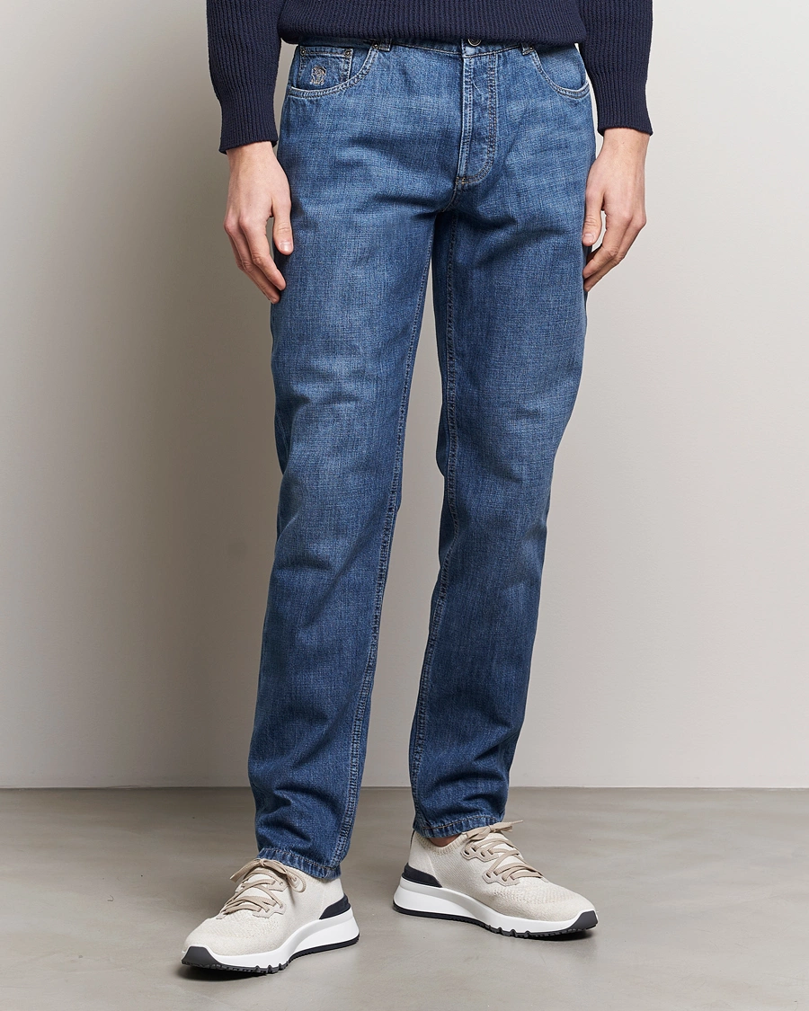 Men | Jeans | Brunello Cucinelli | Traditional Fit Jeans Dark Blue Wash