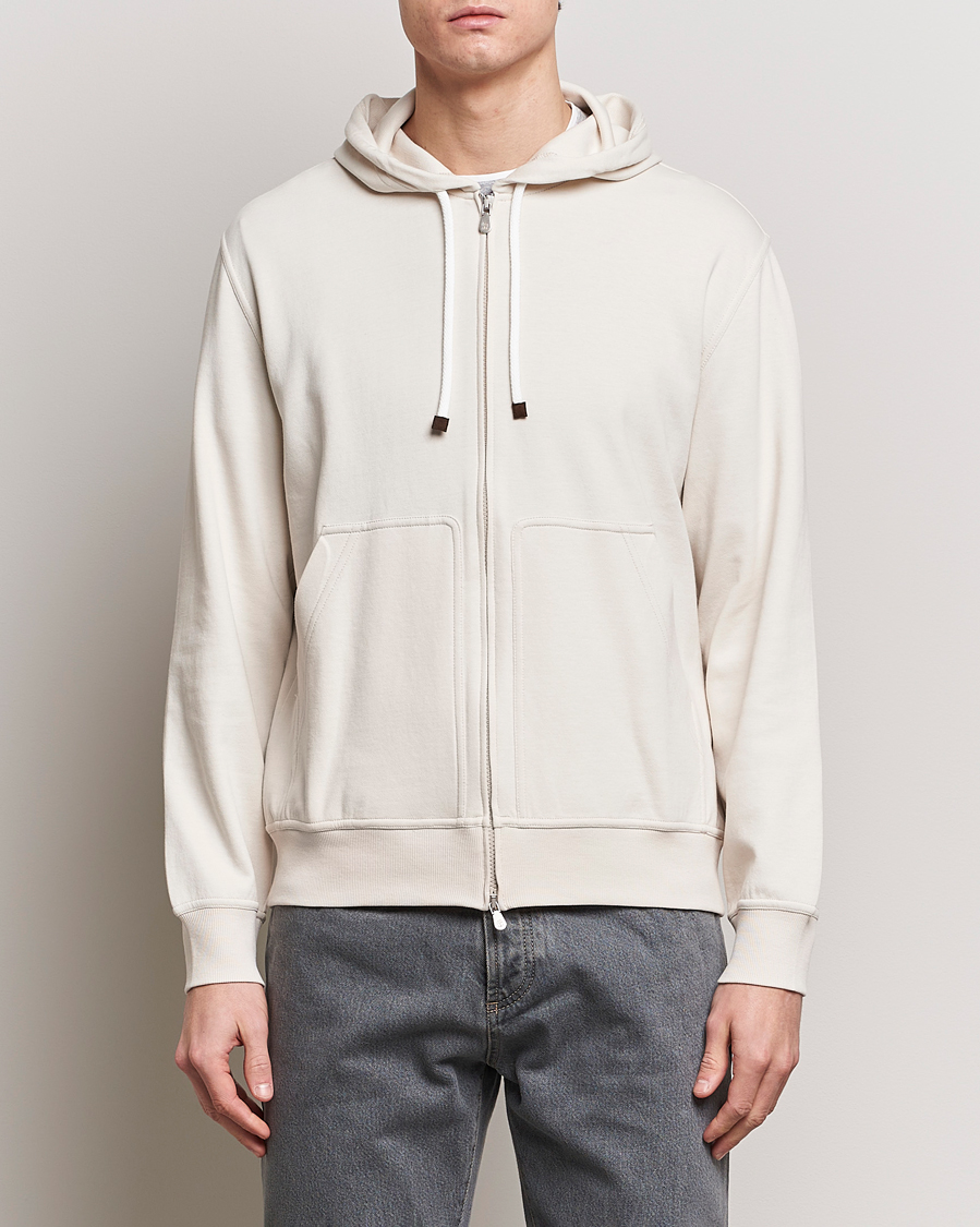 Herren |  | Brunello Cucinelli | Soft Cotton Full Zip Hoodie Light Beige