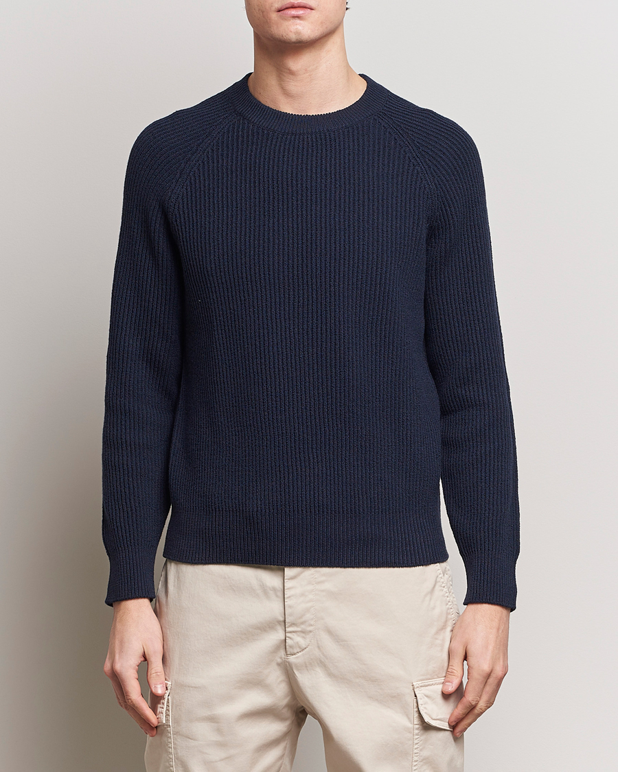 Herren | Rundausschnitt | Brunello Cucinelli | Heavy Rib Stitch Crew Neck Navy