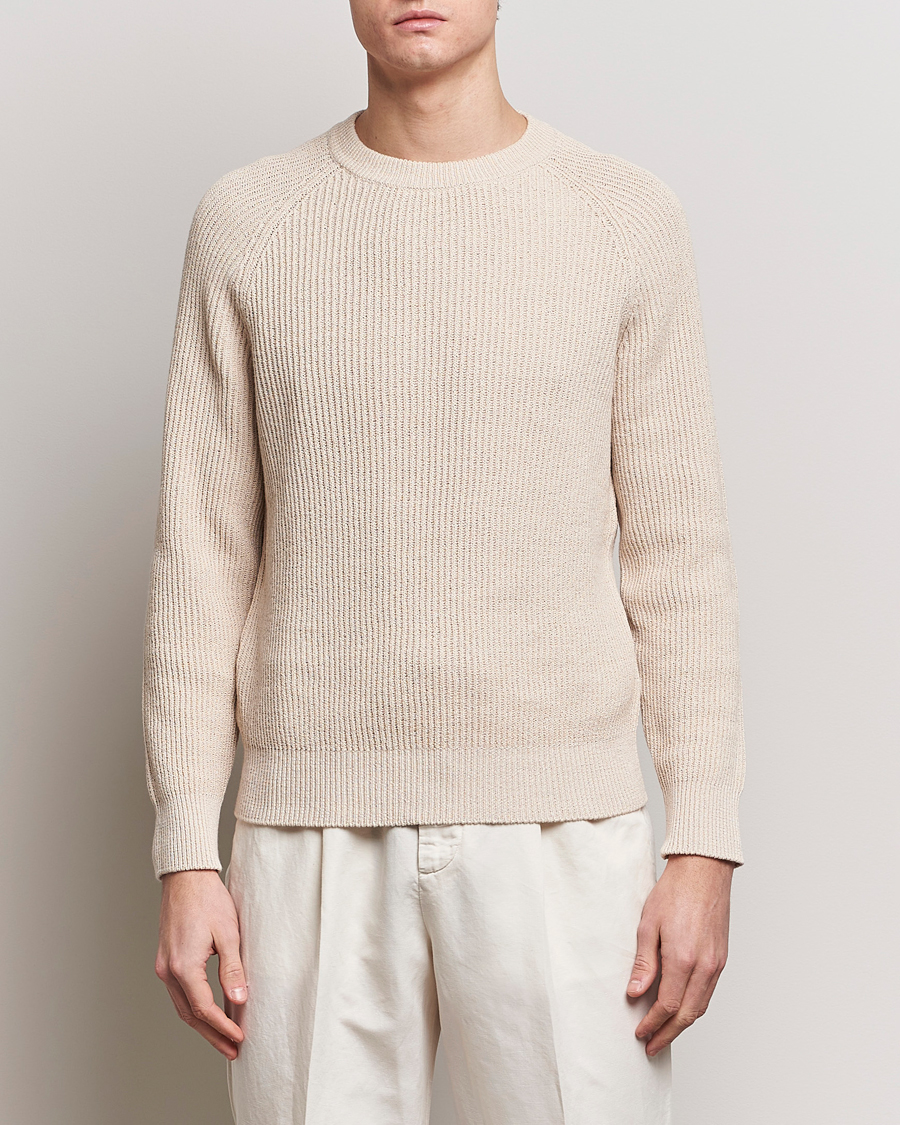 Herren | Quiet Luxury | Brunello Cucinelli | Heavy Rib Stitch Crew Neck Light Beige