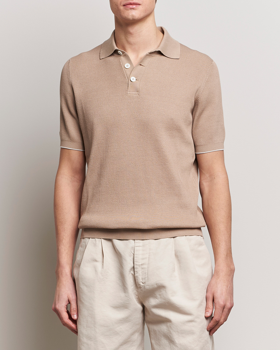 Herren | Kategorie | Brunello Cucinelli | Rib Stitch Knitted Polo Beige