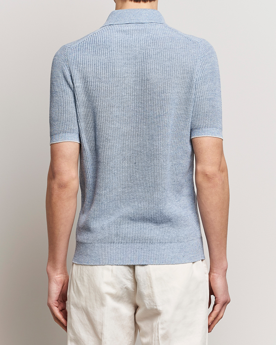 Herren | Poloshirts | Brunello Cucinelli | Cotton/Linen Rib Knitted Polo Light Blue